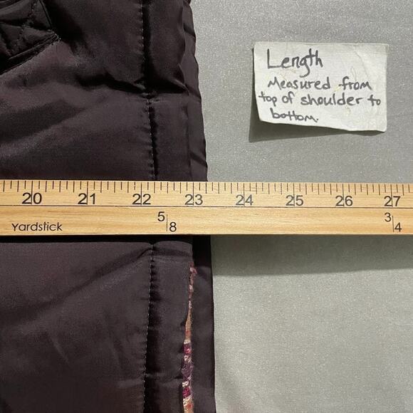 Chocolate Brown Hooded Puffer Vest Womens Size Medium Gilet Western Equestrian - Picture 7 of 7